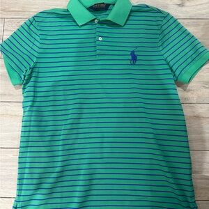 Ralph Lauren Green and Blue Striped Polo Shirt
